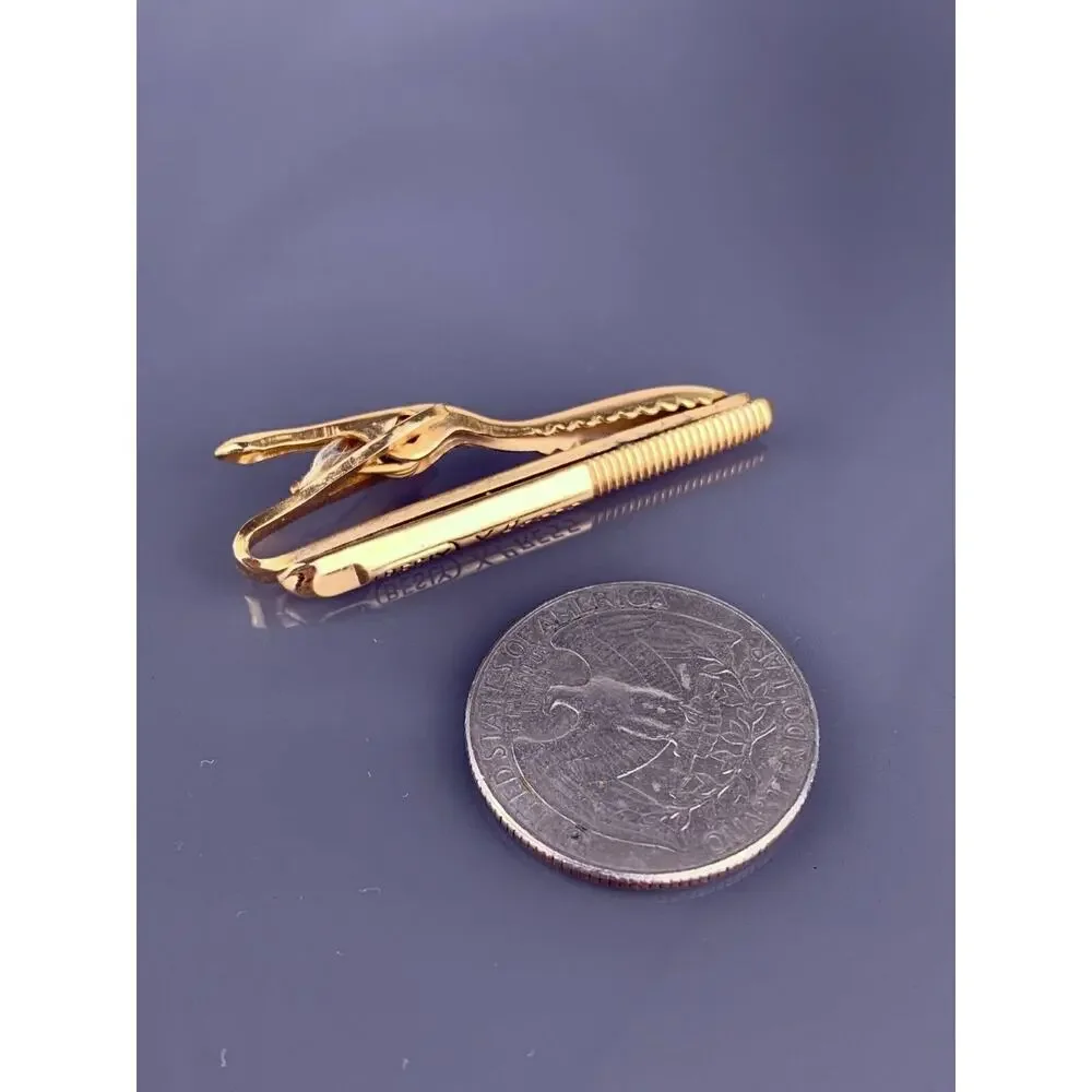 Besly X Press Drill Tap Tie Clip Bar Gold Tone Machinist Tool Advertising VTG